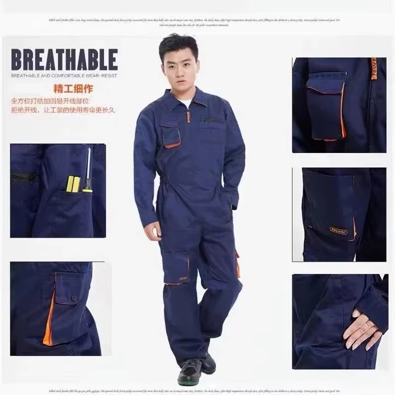 Oilfield Work Coverall, Long Sleeve One-Piece Mechanic Coverall