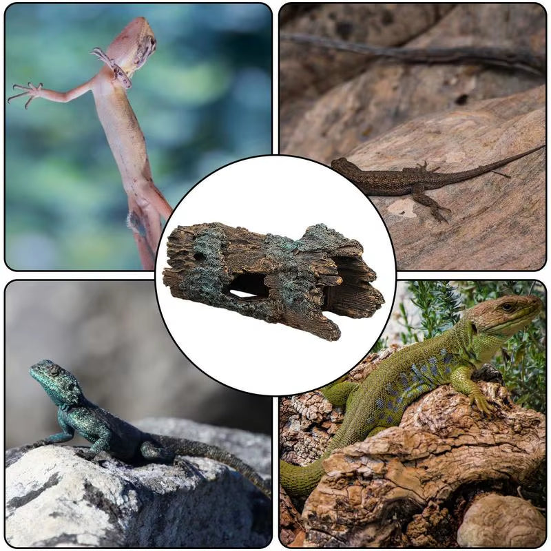 Resin Reptile Hide Cave, Bark-Texture Hideout for Snakes and Lizards – image 6