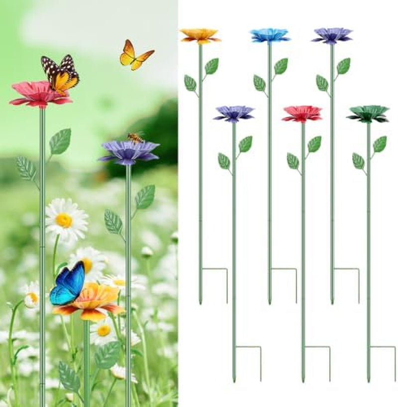 Bee Watering Station 6-Pack - Metal Flower Garden Stakes
