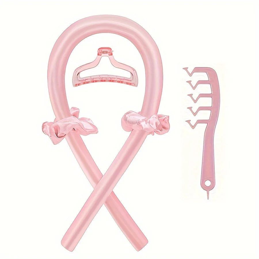5-Piece Heatless Curling Set - Curl Rod Headband, Clips & Comb
