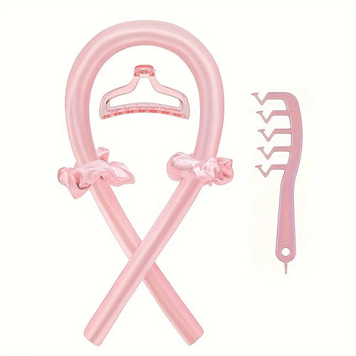 5-Piece Heatless Curling Set - Curl Rod Headband, Clips & Comb