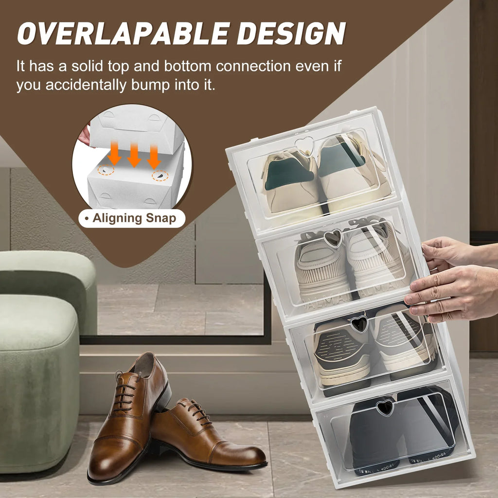 Clear Shoe Storage Boxes 20-Pack - Stackable Foldable Organizers – image 7