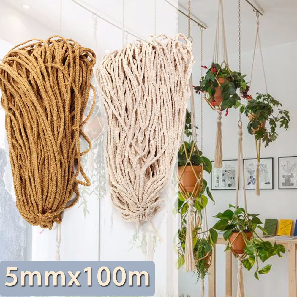 5mm Braided Cotton Macrame Cord, 100m Roll for Wall Hangings – image 2