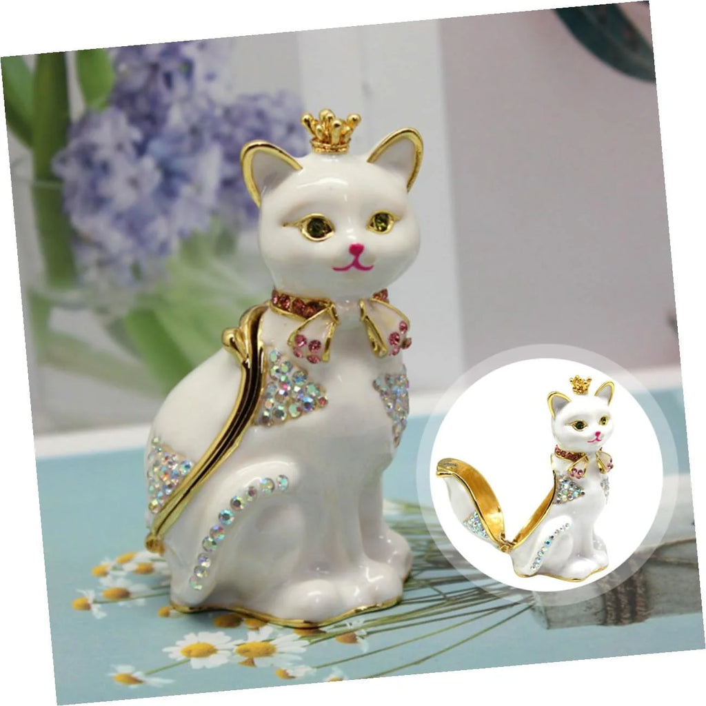 Cat Crown Jewelry Box, Alloy Trinket Holder for Rings & Earrings – image 6
