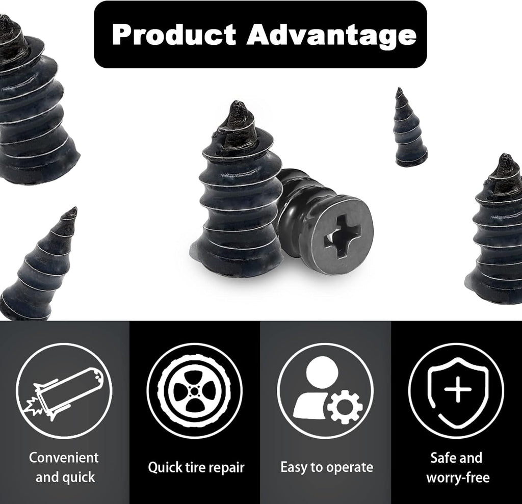 Tire Repair Plugs – 60 Pc Rubber Screw Nail Kit – image 3