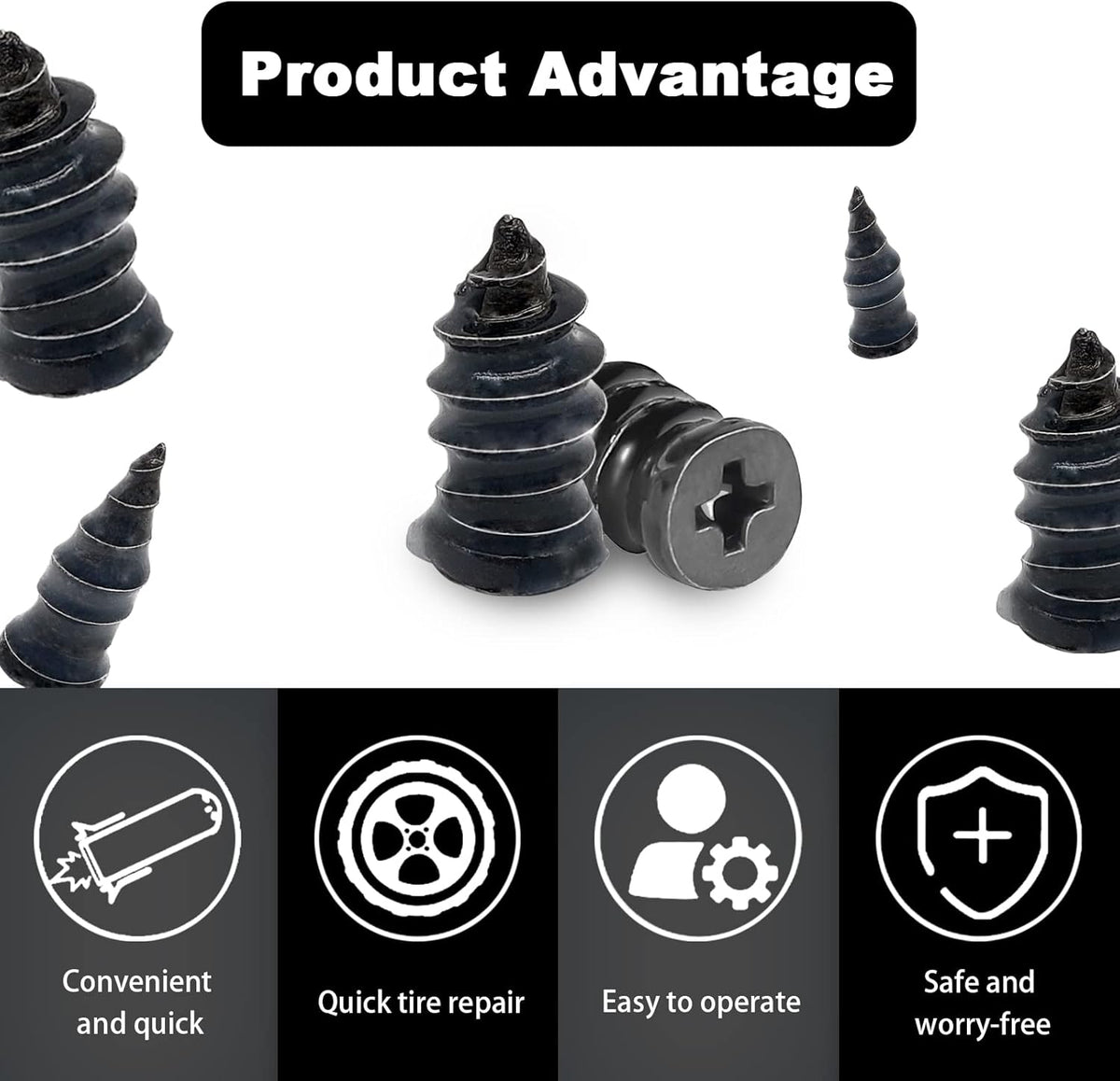 Tire Repair Plugs – 60 Pc Rubber Screw Nail Kit – image 3