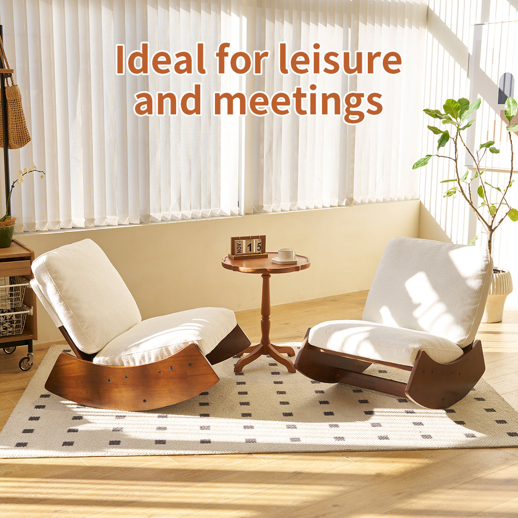 Corduroy Upholstered Glider Rocking Chair with Solid Wood Frame – image 5