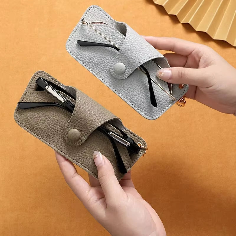 Glasses Pouch with Lanyard - Retro PU Leather Sunglasses Case – image 5