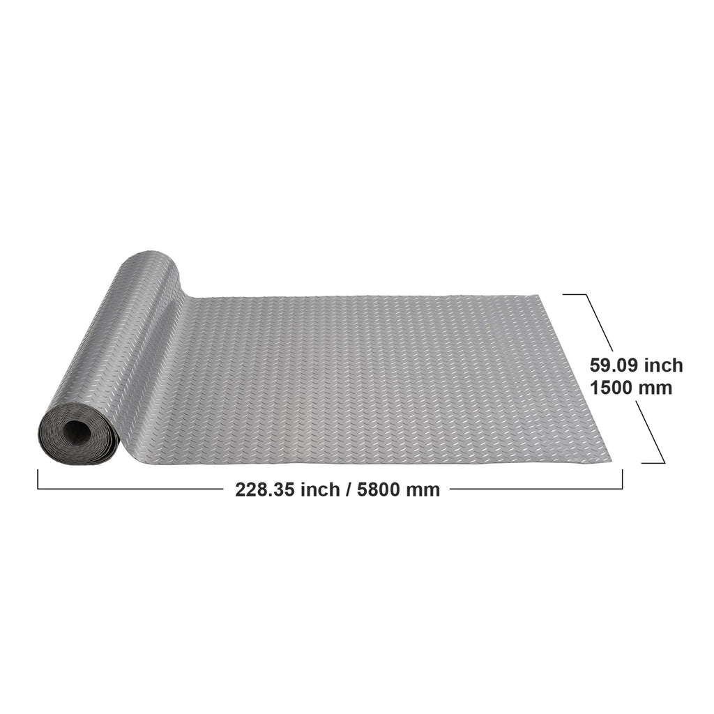 Garage Floor Mat Roll 4.9 x 13 ft, Diamond Texture Vinyl Flooring