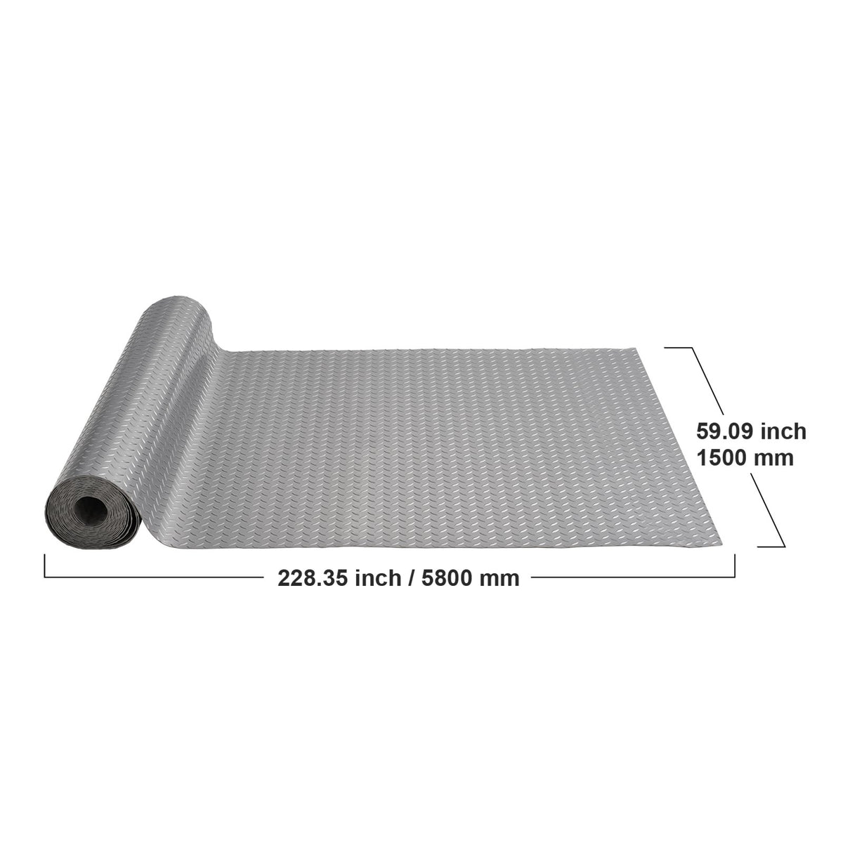 Garage Floor Mat Roll 4.9 x 13 ft, Diamond Texture Vinyl Flooring