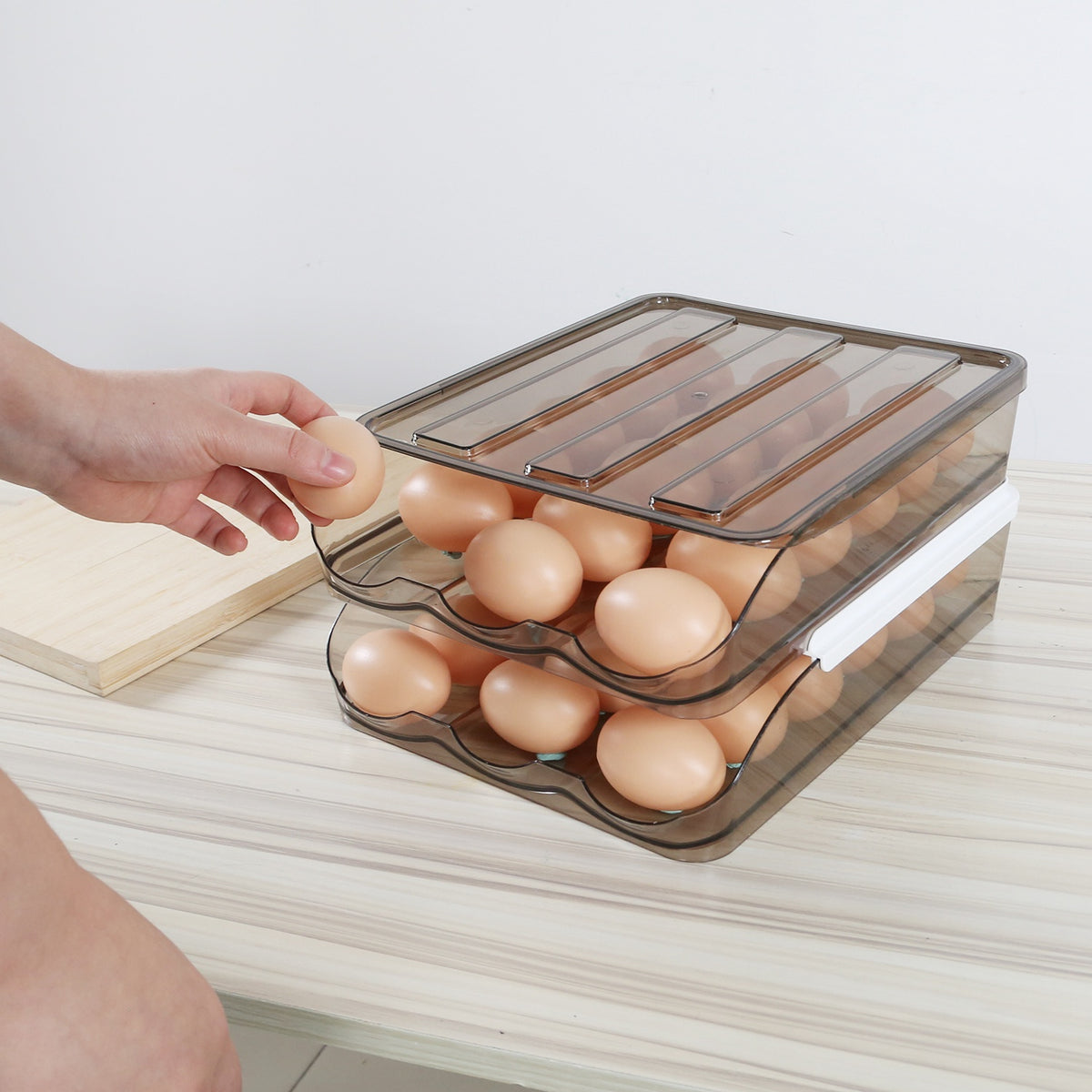 Egg Holder for Refrigerator, Rolling Double Layer 36-Egg Bin – image 5