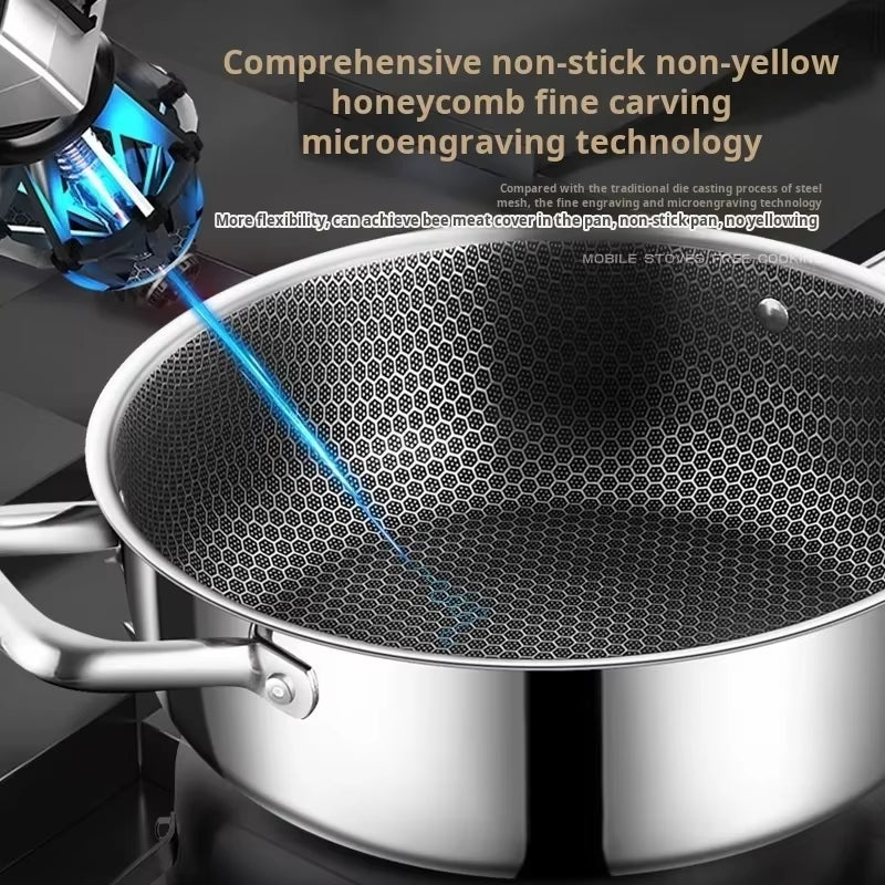 316 Stainless Steel Honeycomb Frying Pan, 28 or 30 Cm, Induction Ready