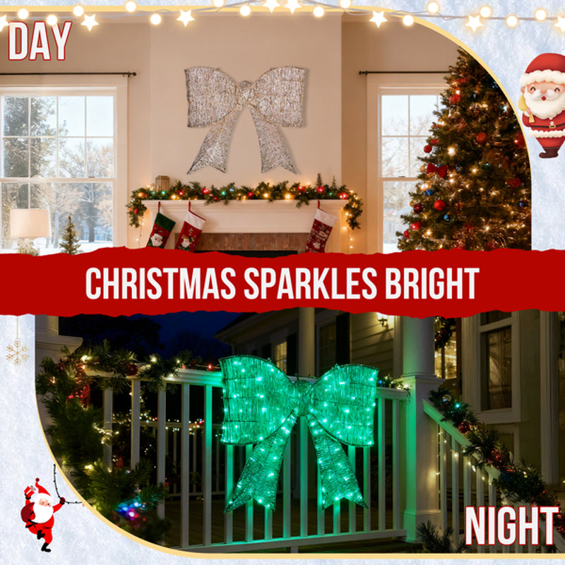 Pre-Lit Giant Christmas Bow Outdoor Decoration with 124 LED Lights – image 8