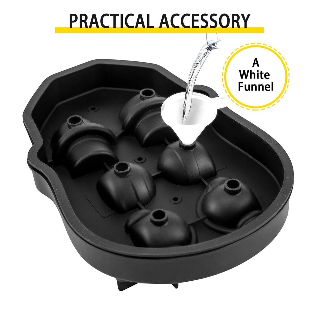 Skull Ice Cube Tray, 6-Cavity Silicone Mold with Lid and Funnel – image 2