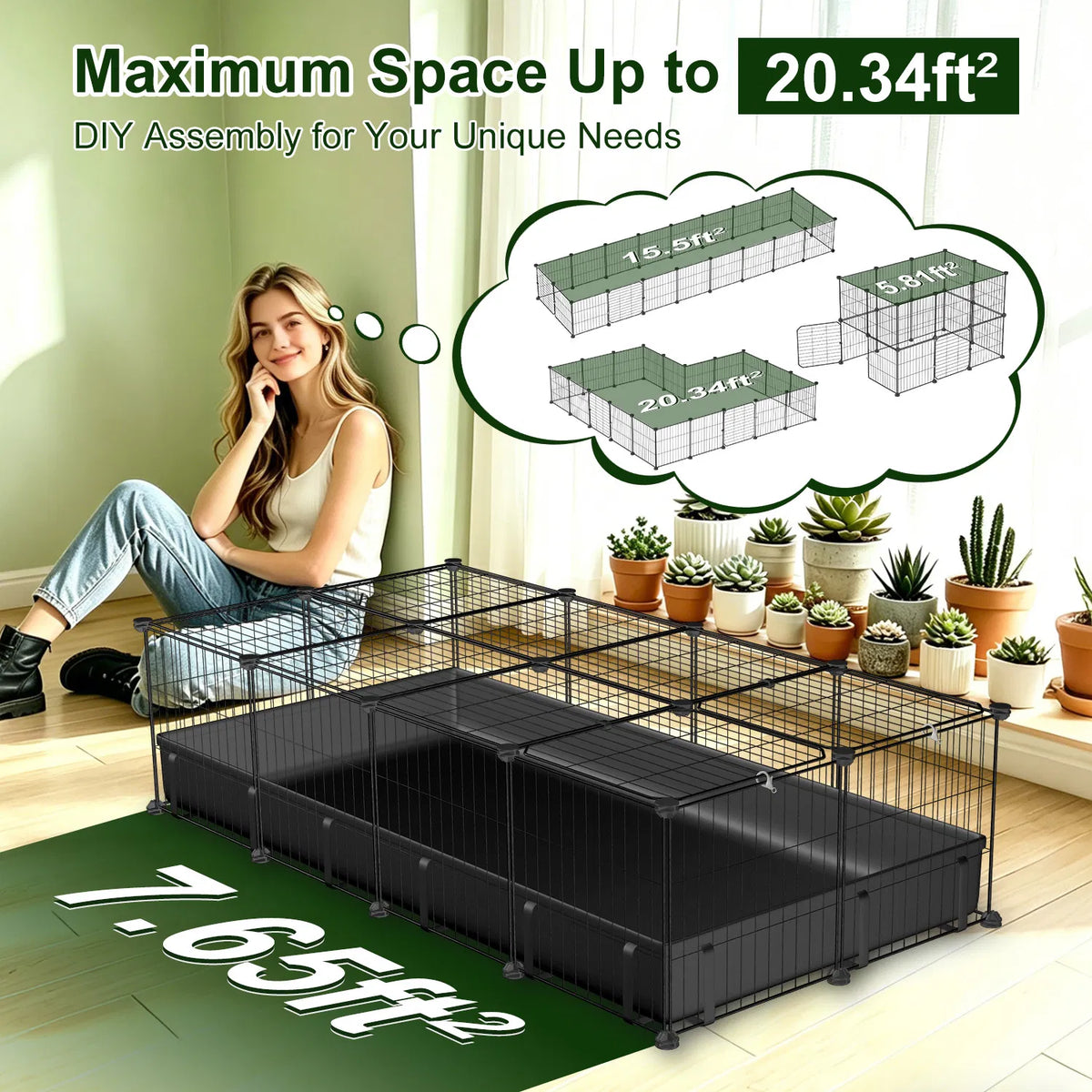 Guinea Pig Cage, 20-Panel DIY Small Animal Playpen with Floor Mat – image 8