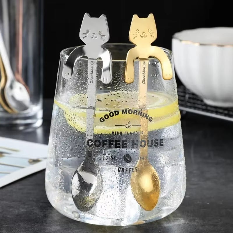 Cat Shaped Coffee Spoons - Stainless Steel Dessert Teaspoons – image 4