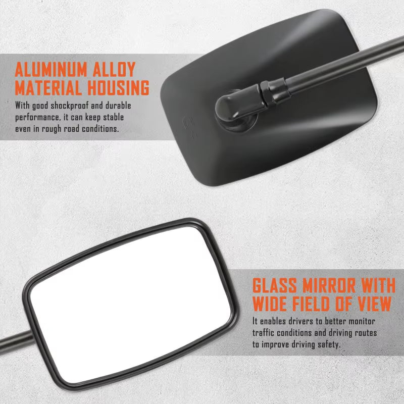 Rectangular Motorcycle Side Mirrors, 10mm Thread, Pair – image 5