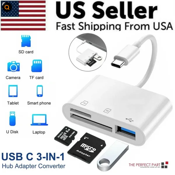 USB C SD Card Reader - 3-in-1 SD/TF Reader with USB-A Port – image 2