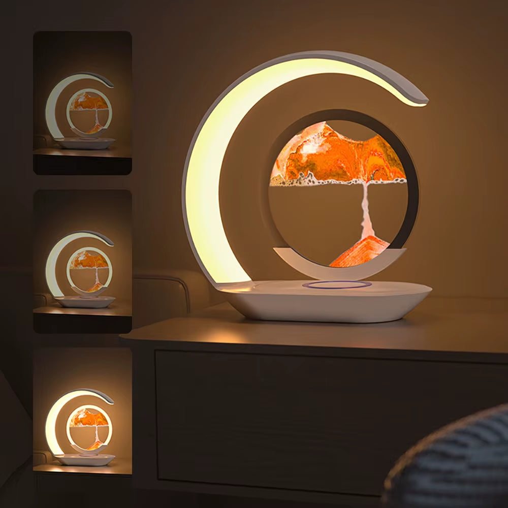 Quicksand Art Wireless Charger Lamp - 15W Fast Charging Pad with Night Light