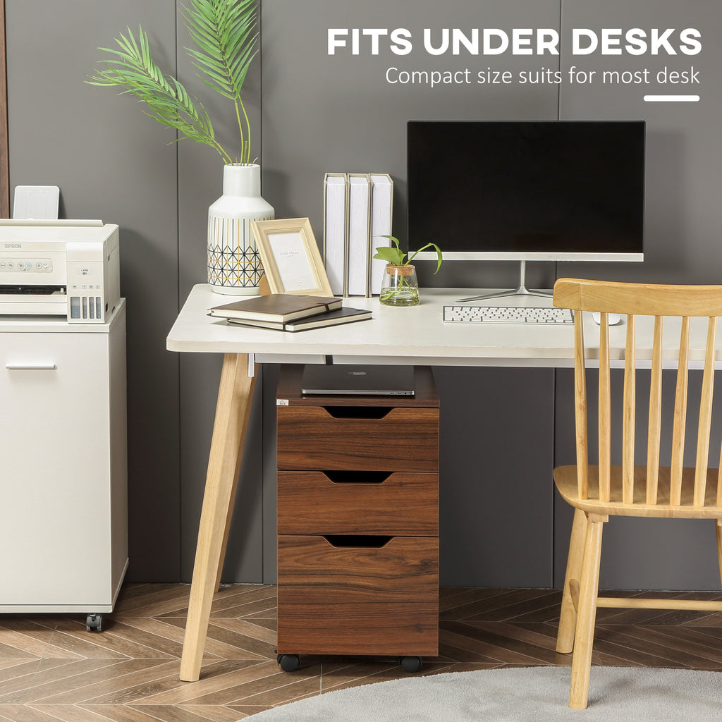 3-Drawer Rolling File Cabinet, Under Desk Printer Stand, Wood Grain – image 6