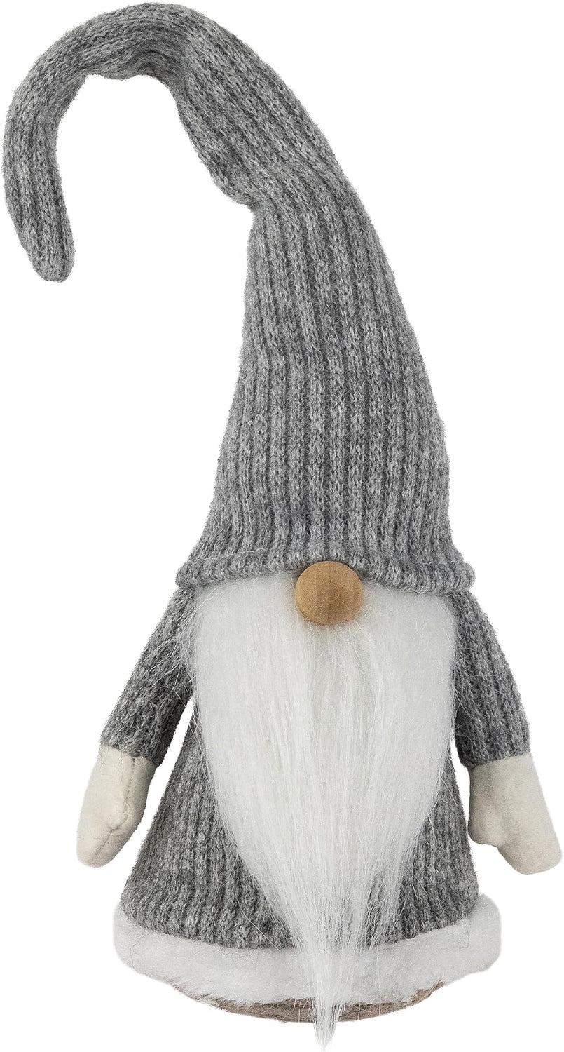 Christmas Gnome Tabletop Decor, 14 in Gray and White