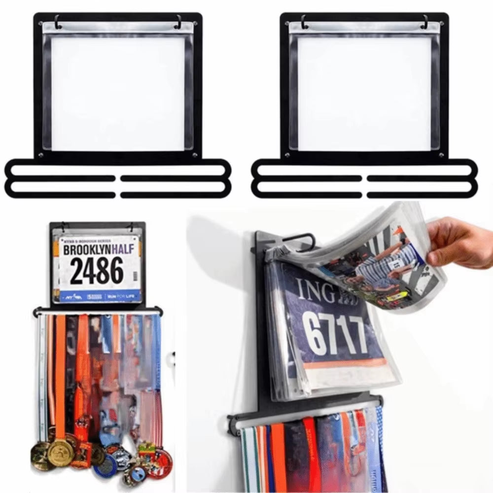 Wall Mounted Medal Hanger and Race Bib Display Rack, Black Iron – image 2