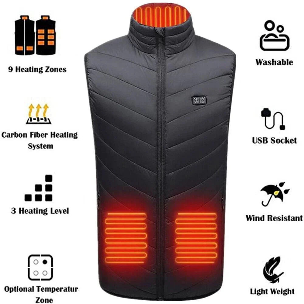 Heated Work Vest with 10000mAh Battery, 9 Heating Zones