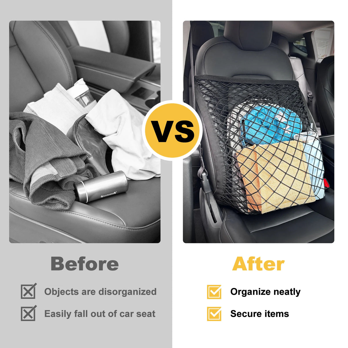 Car Front Seat Storage Net – Double Layer Elastic Organizer – image 4