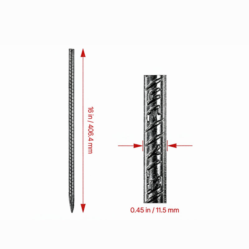 Construction Rebar Stakes 16 in Heavy Duty, 16-Pack