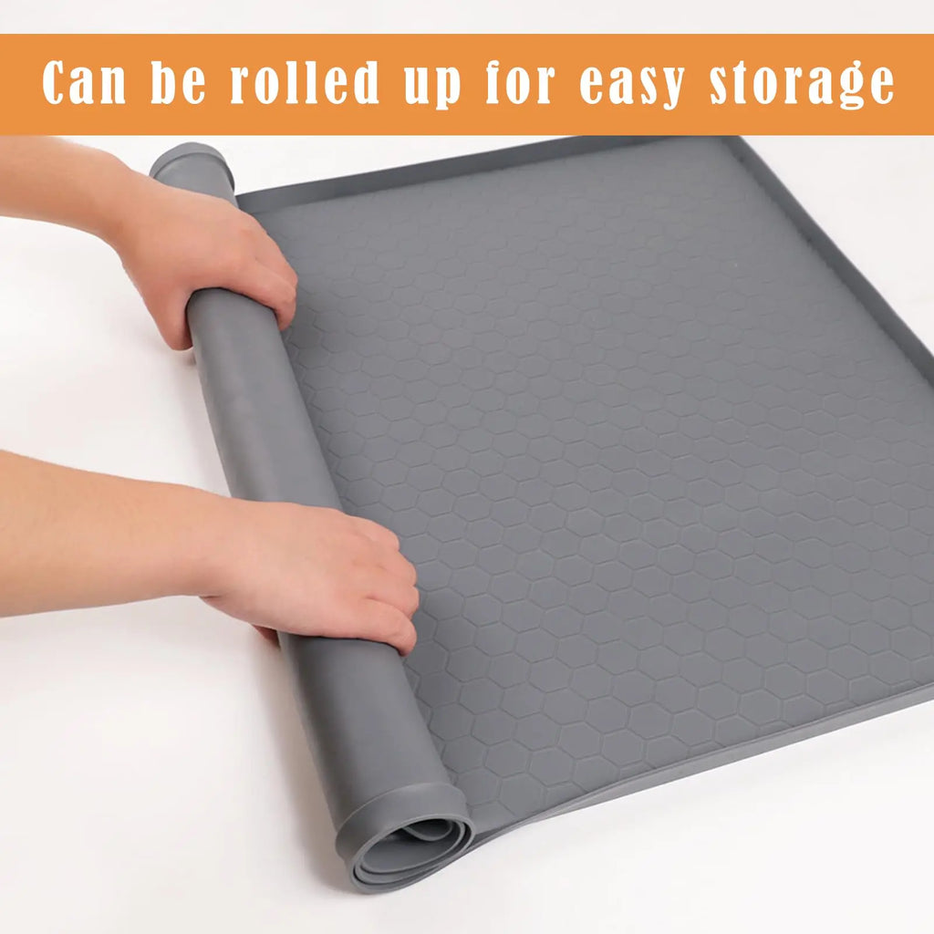 Under Sink Mat – 34 x 22 in Silicone Cabinet Liner Drip Tray – image 6