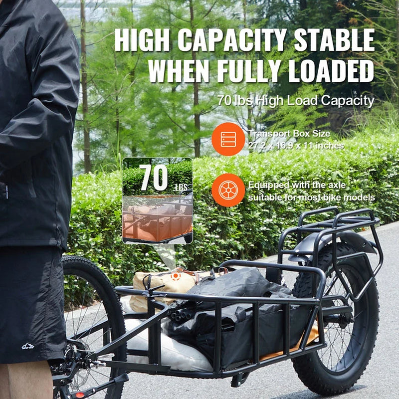Bike Cargo Trailer – 70 lb Single Wheel Bicycle Trailer, 20 in – image 2