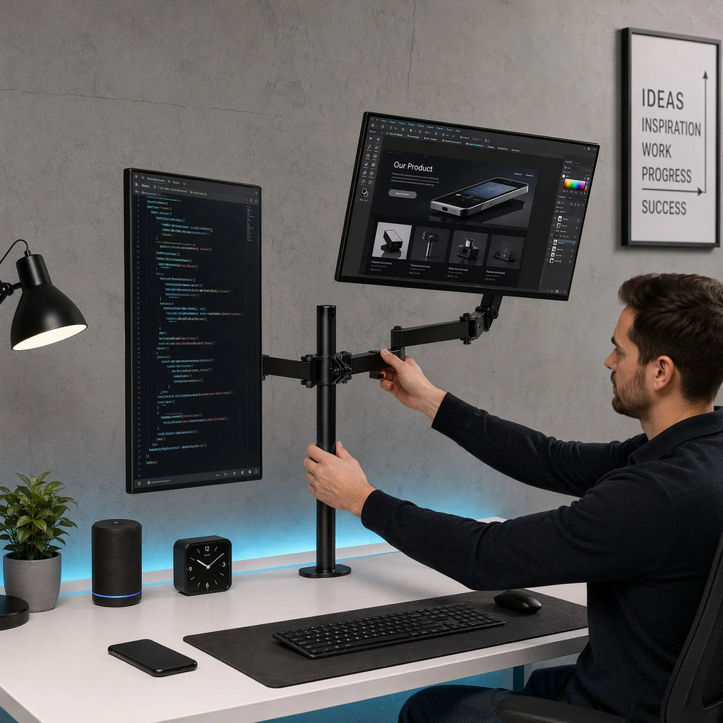 Dual Monitor Stand – Adjustable Desk Mount for 13–32 in Screens – image 3