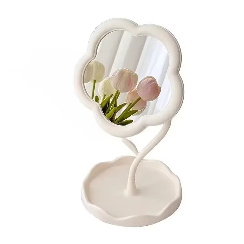 Floral round Desk Mirror - Vanity Table Makeup Mirror