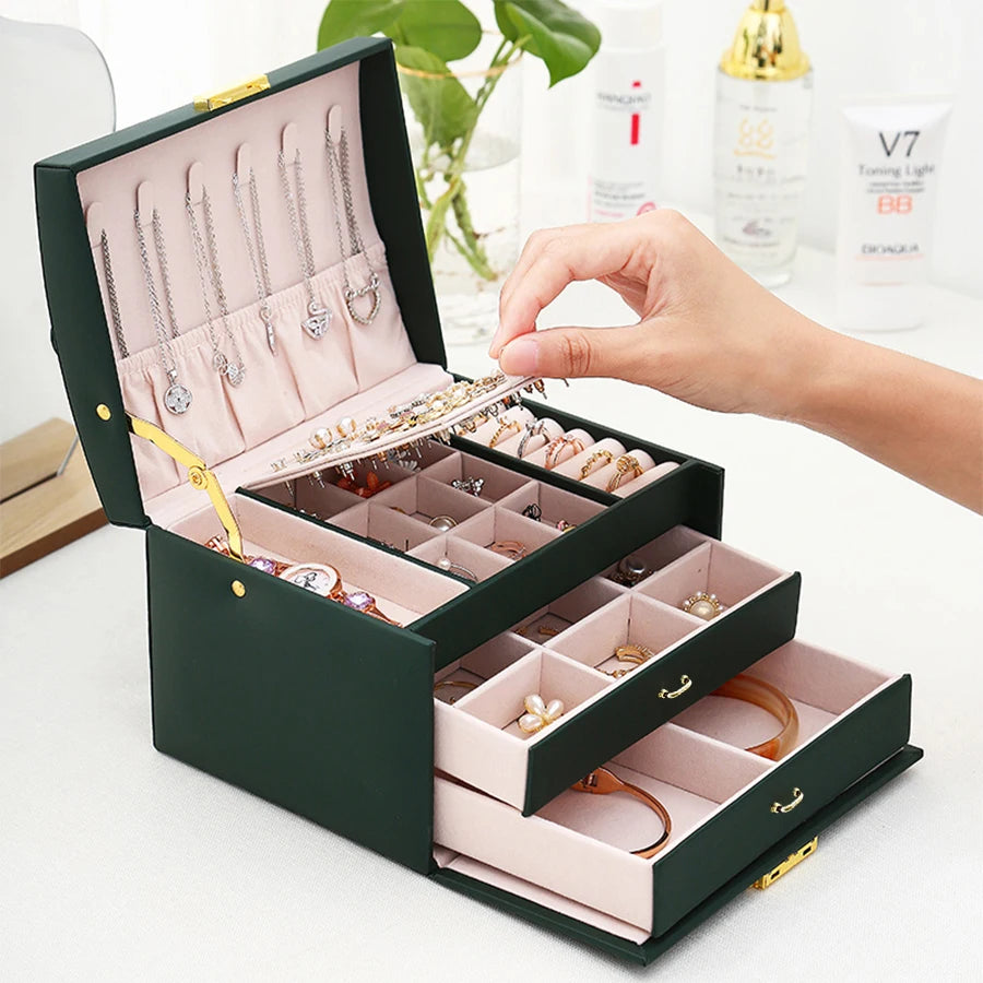 Three-Layer Lockable Jewelry Box with Arched Lid – image 4
