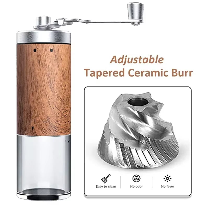 Manual Coffee Grinder, Vintage Hand Crank with Ceramic Burr – image 3