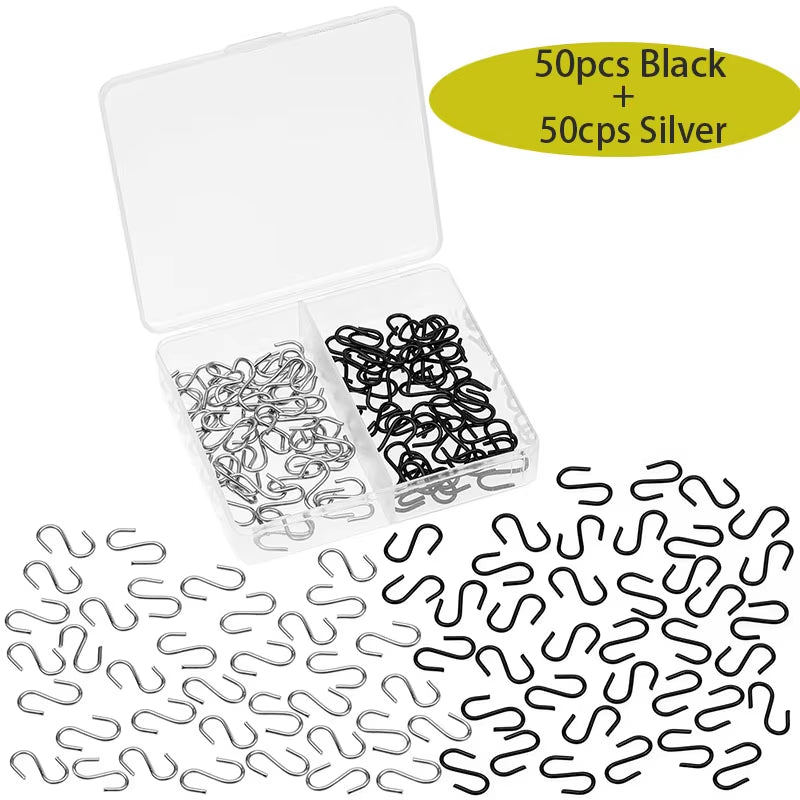 Mini S-Hook Ornament Hooks – 100 Pack with Storage Box – image 8