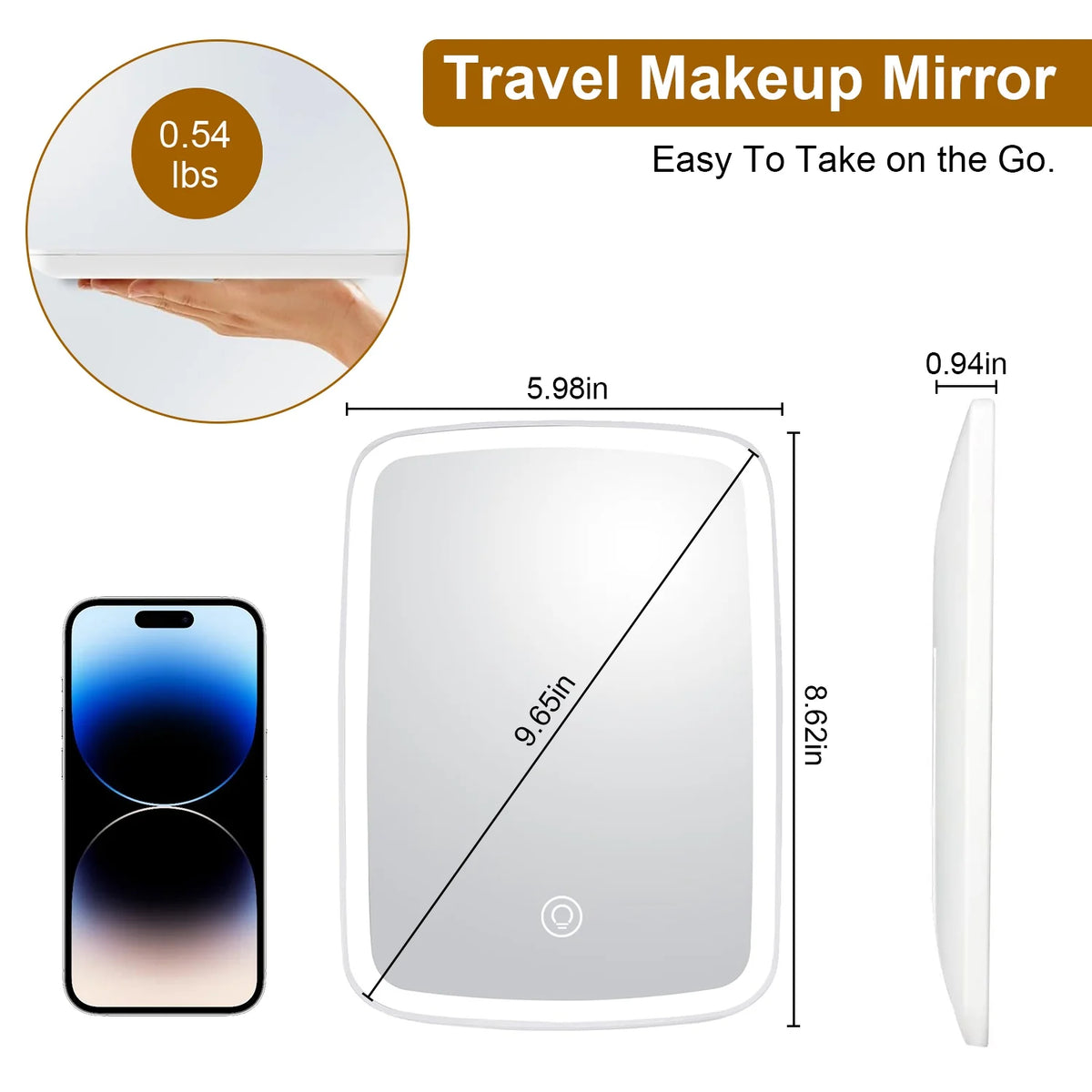 Lighted Makeup Mirror, Rechargeable LED Vanity Mirror, 3 Light Colors – image 6