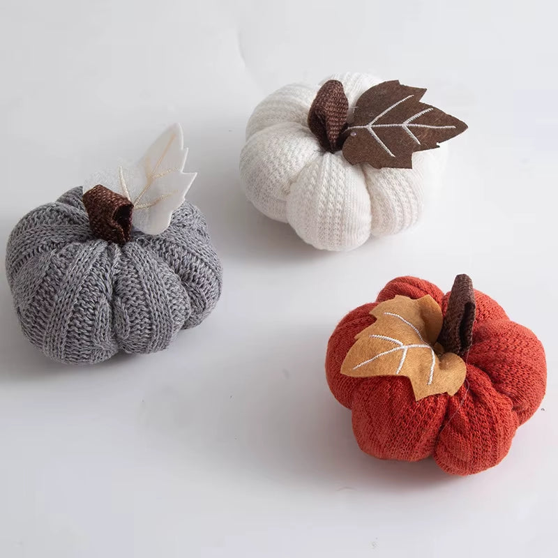 Knitted Pumpkin Decor Set of 3 - Fall Harvest Table and Shelf Accents – image 3