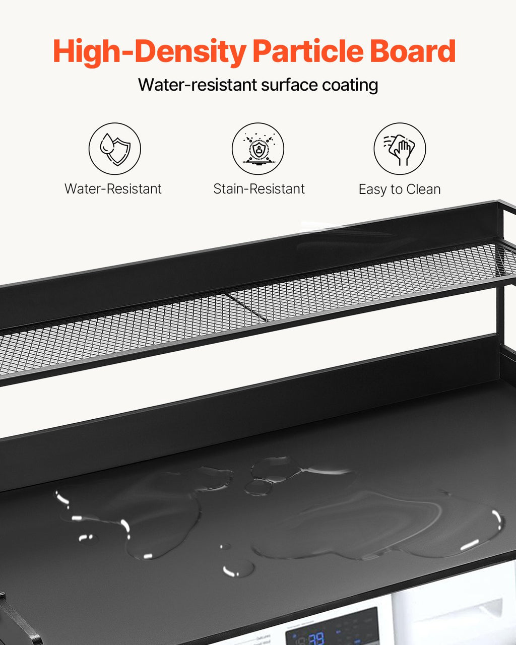 Washer Dryer Countertop 54 x 27 in with 2-Tier Shelf, Black – image 4