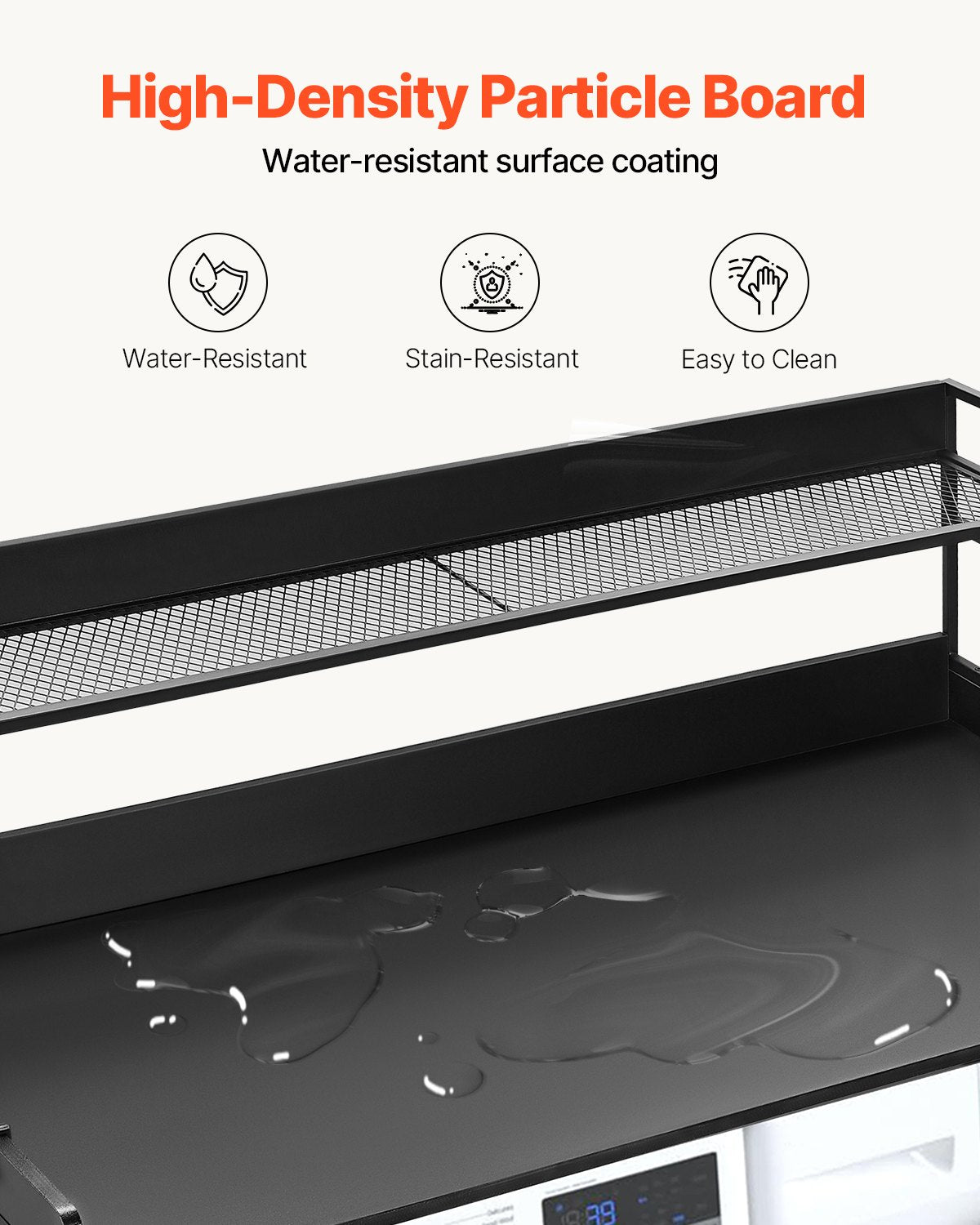 Washer Dryer Countertop 54 x 27 in with 2-Tier Shelf, Black – image 4