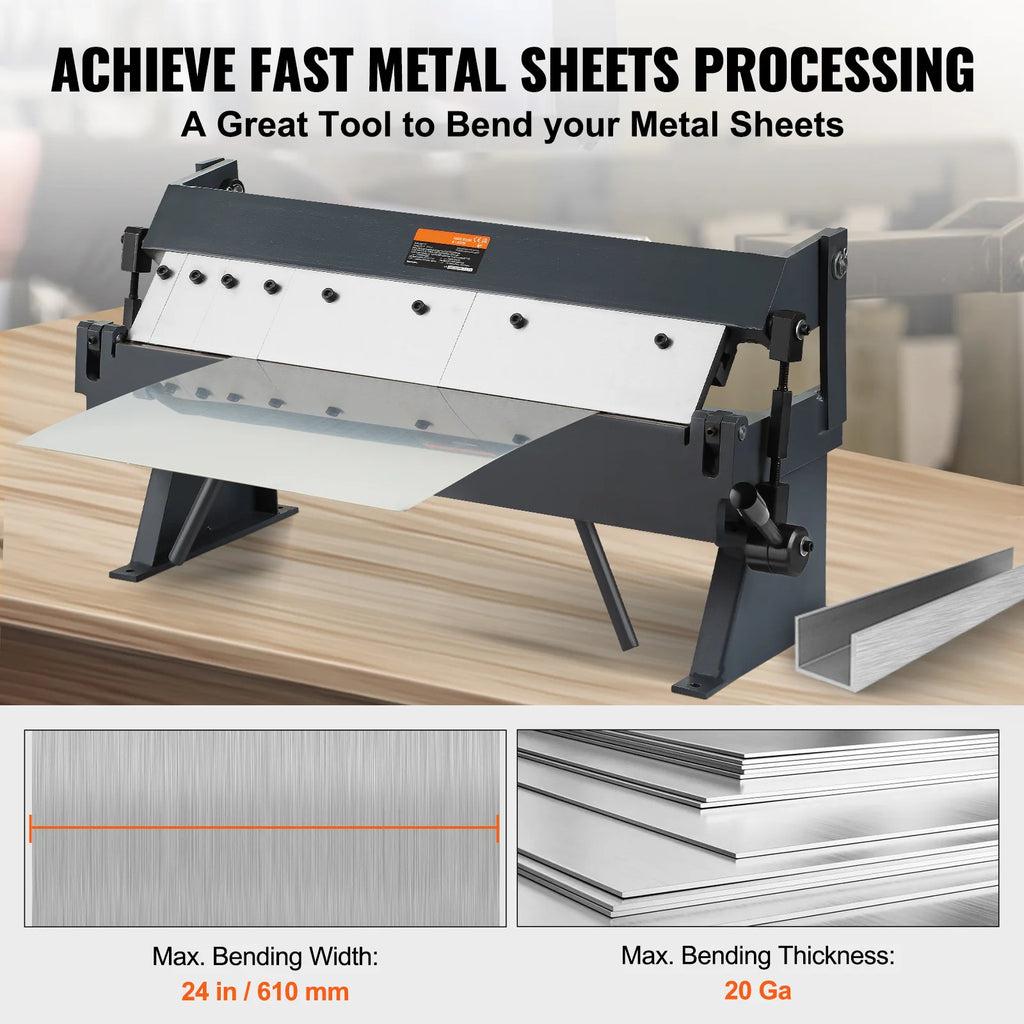 Box and Pan Brake 24 in Sheet Metal Bender, 20 Gauge Steel Capacity – image 3