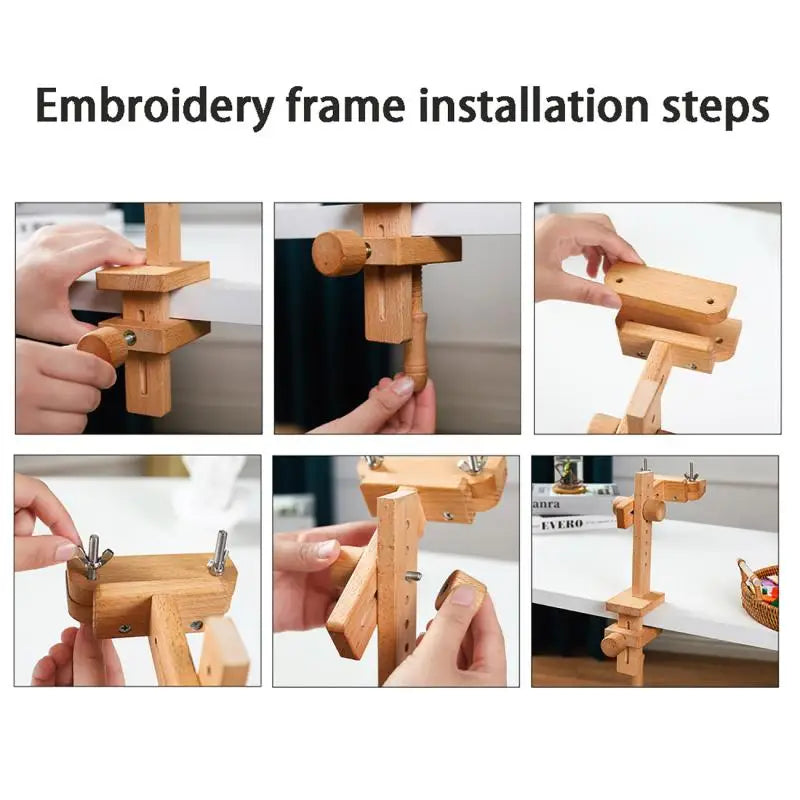 Embroidery Hoop Stand, Adjustable Wooden Cross Stitch Table Holder – image 6
