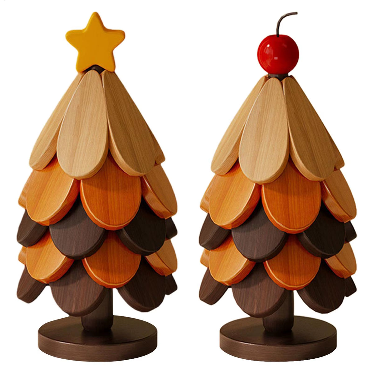 Christmas Tree Trivet – 5 Pc Foldable Wooden Hot Pad Set – image 2