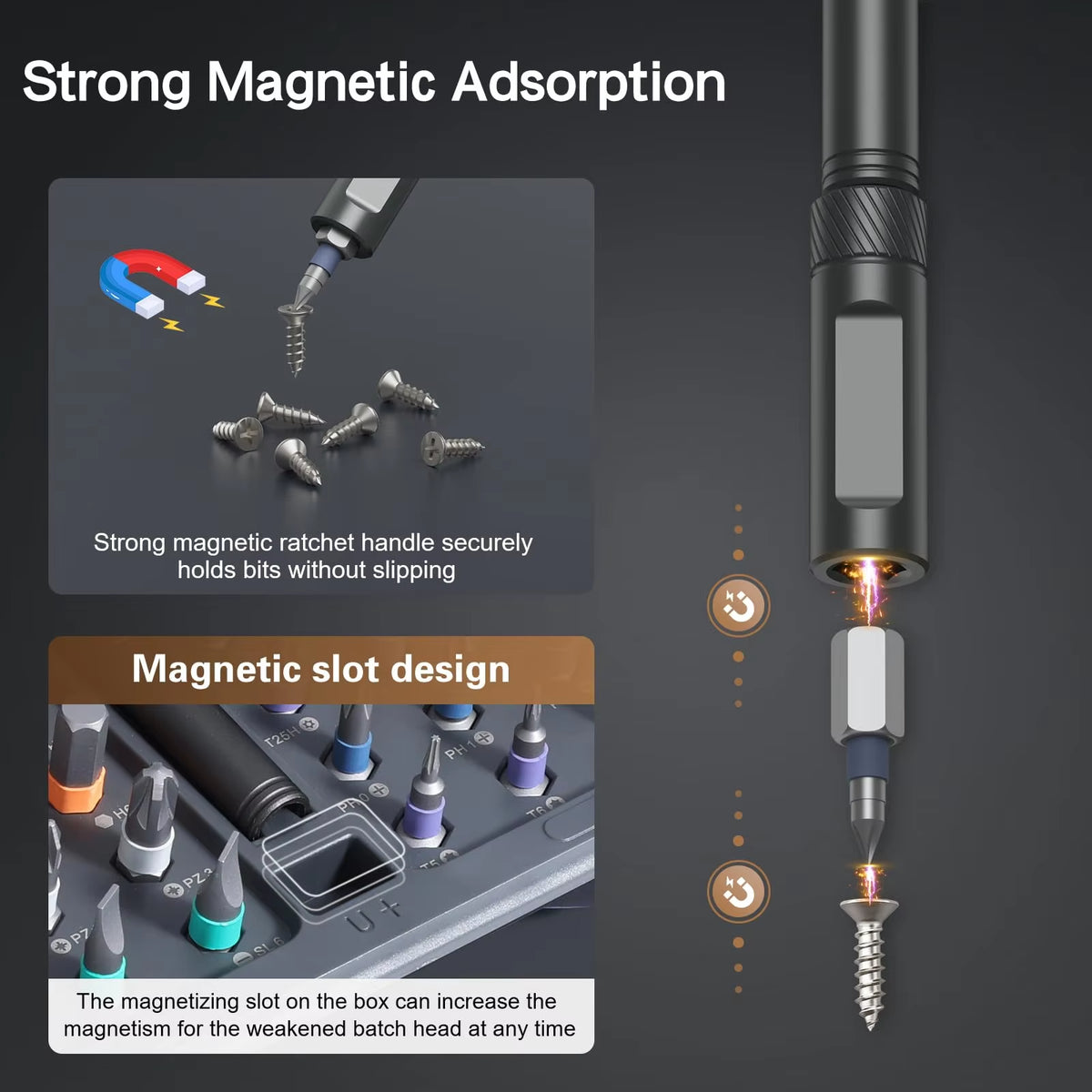 Magnetic Ratchet Screwdriver Set with T-Handle – image 4