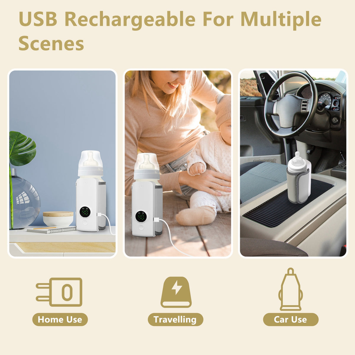 Portable Bottle Warmer with 6 Heat Settings, USB Rechargeable – image 5