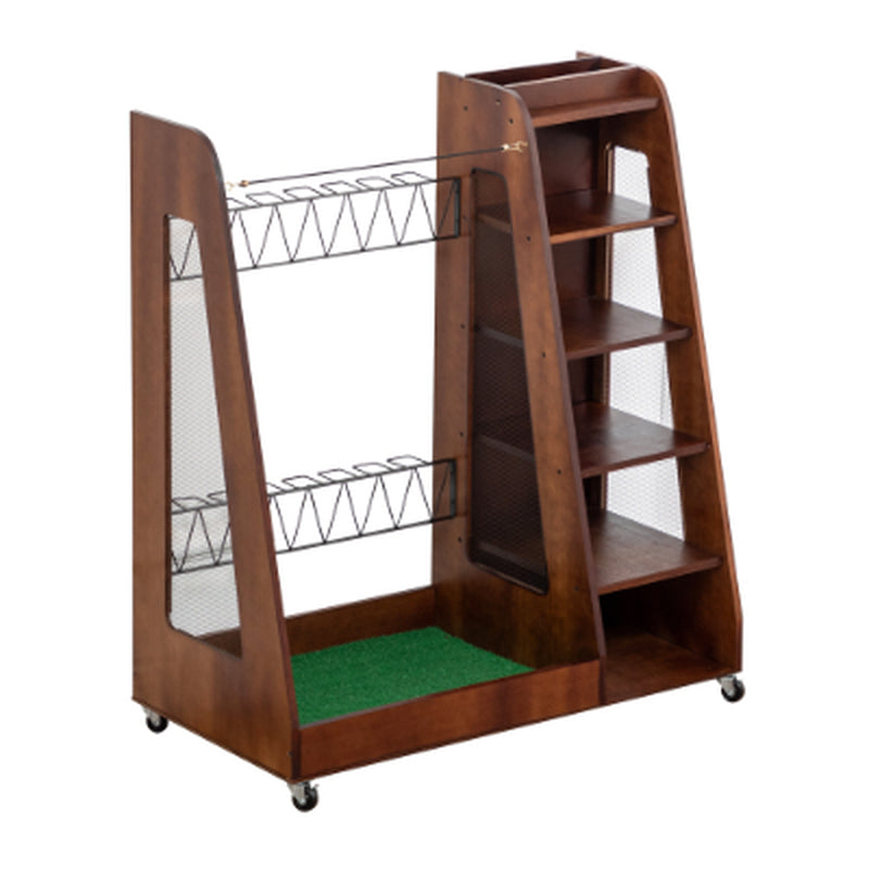 Wooden Golf Bag Organizer for 2 Bags With Shoe Shelves – image 5
