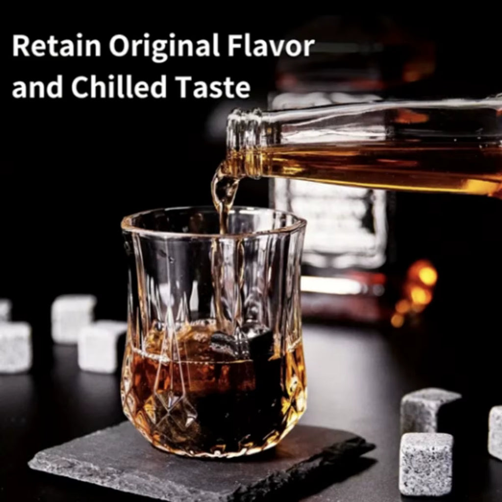 Whiskey Stones and Glasses Gift Set in Wooden Box, 8 Granite Stones – image 5