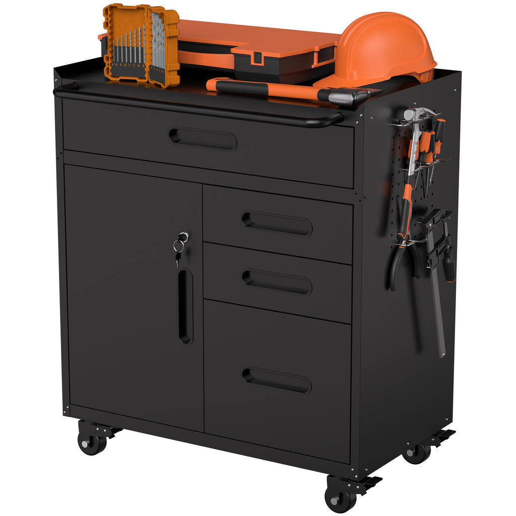 34 in Rolling Tool Storage Cabinet with 4 Drawers and Lockable Compartment – image 5