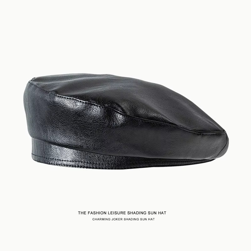 Faux Leather Beret Hat - Classic French Artist Cap for Women – image 7