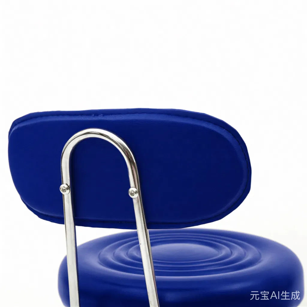 Round Adjustable Salon Stool with Backrest and 360 Swivel, Blue – image 8